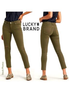 LUCKY BRAND Lolita Grape Leaf Destruct Olive Ankle Cropped (00/24)